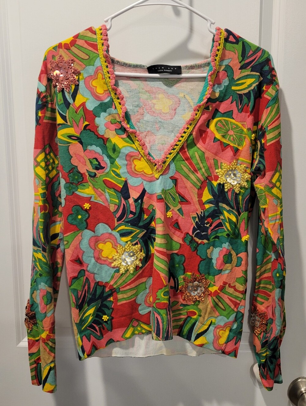 Twin Set Simona Barbieri Hoodie Sequin Embellishments SZ M
